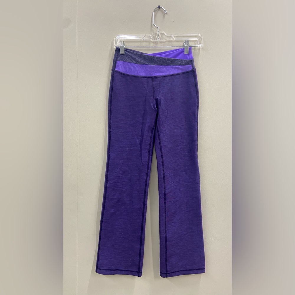 Lululemon Purple Workout Yoga Pants with Fold-Over Waistband